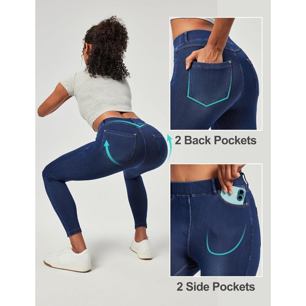 Jeggings for Women Tummy Control High Waisted Stretchy Jeans with Pockets - Picture 4 of 6